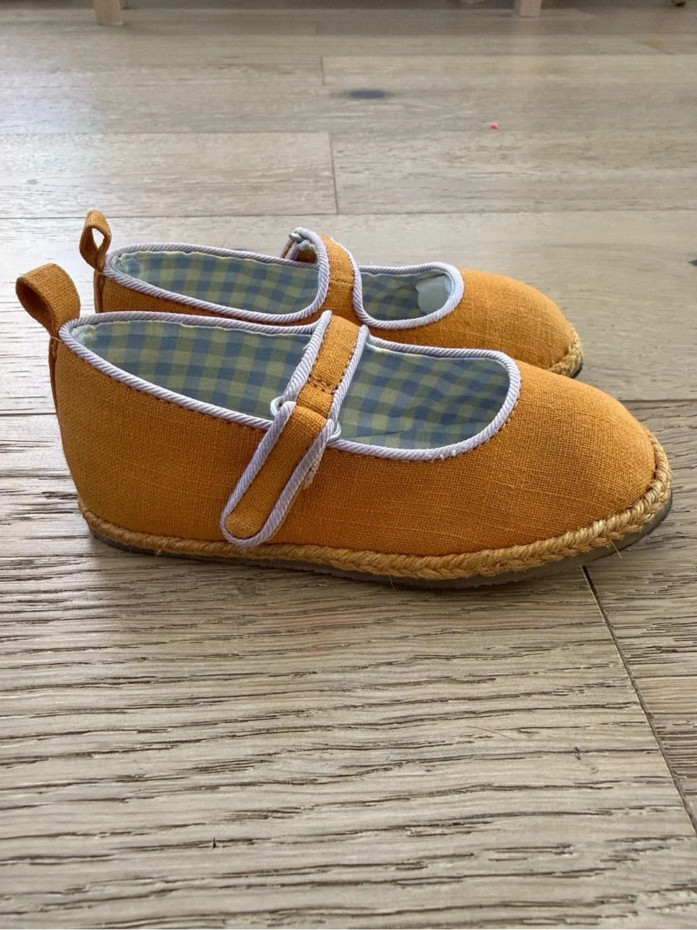 Zara Kids Orange Linen Mary Jane Shoes size 5.5